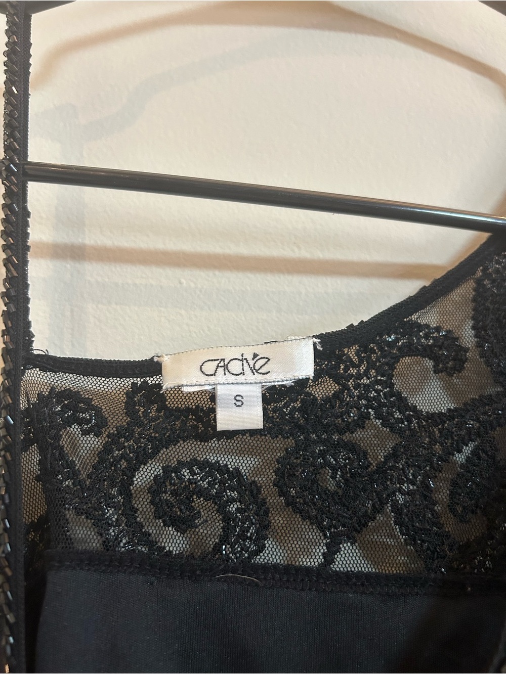 Cache Black Beaded One-Shoulder Top - Picture 3 of 9